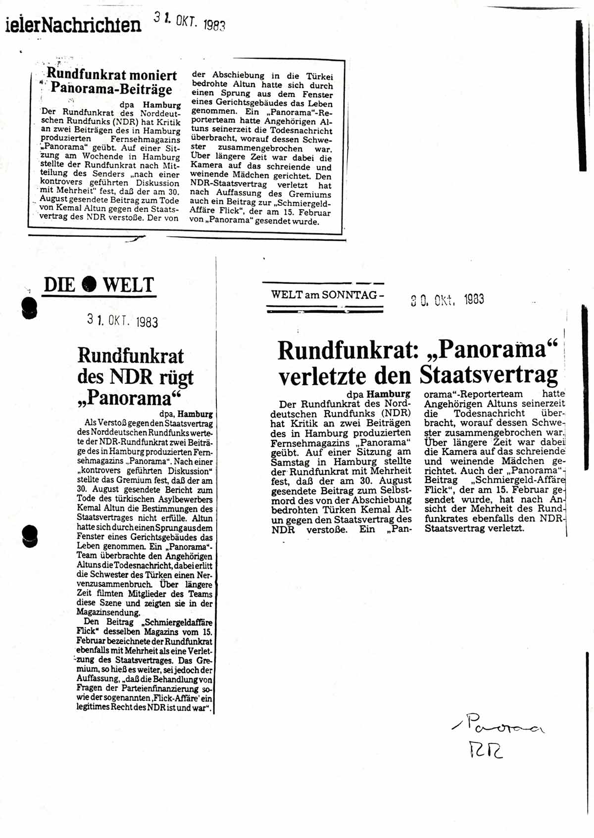 Pressespiegel zum Verstoß gegen den Staatsvertrag des NDR