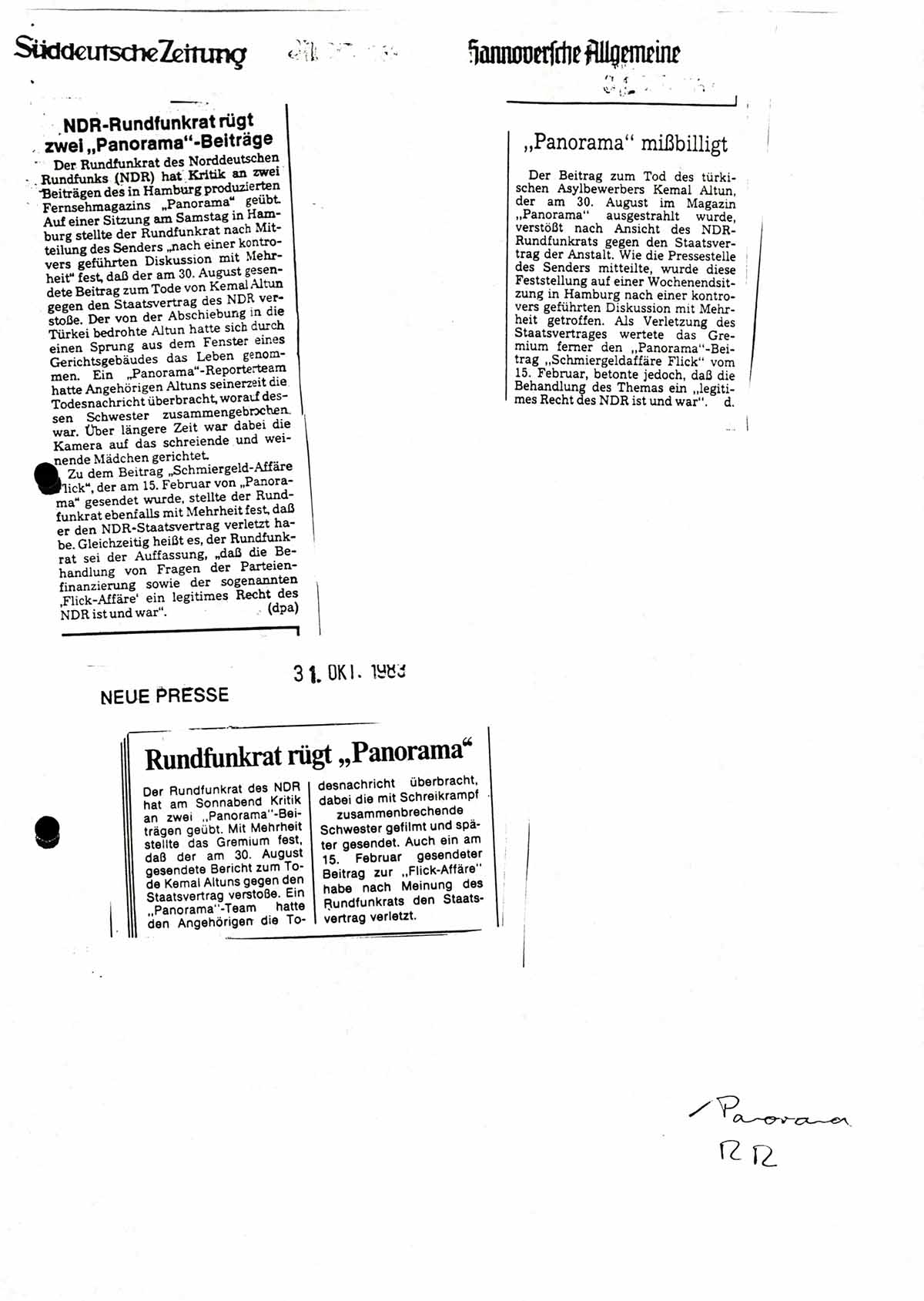 Pressespiegel zum Verstoß gegen den Staatsvertrag des NDR